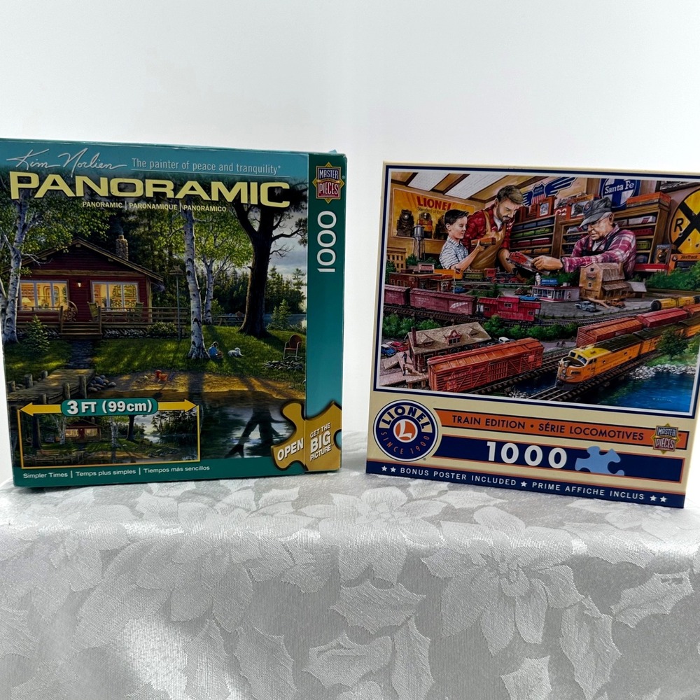 MasterPieces Jigsaw Puzzle Lot 1000 Piece Lionel Trains Kim Norlien Panoramic EX